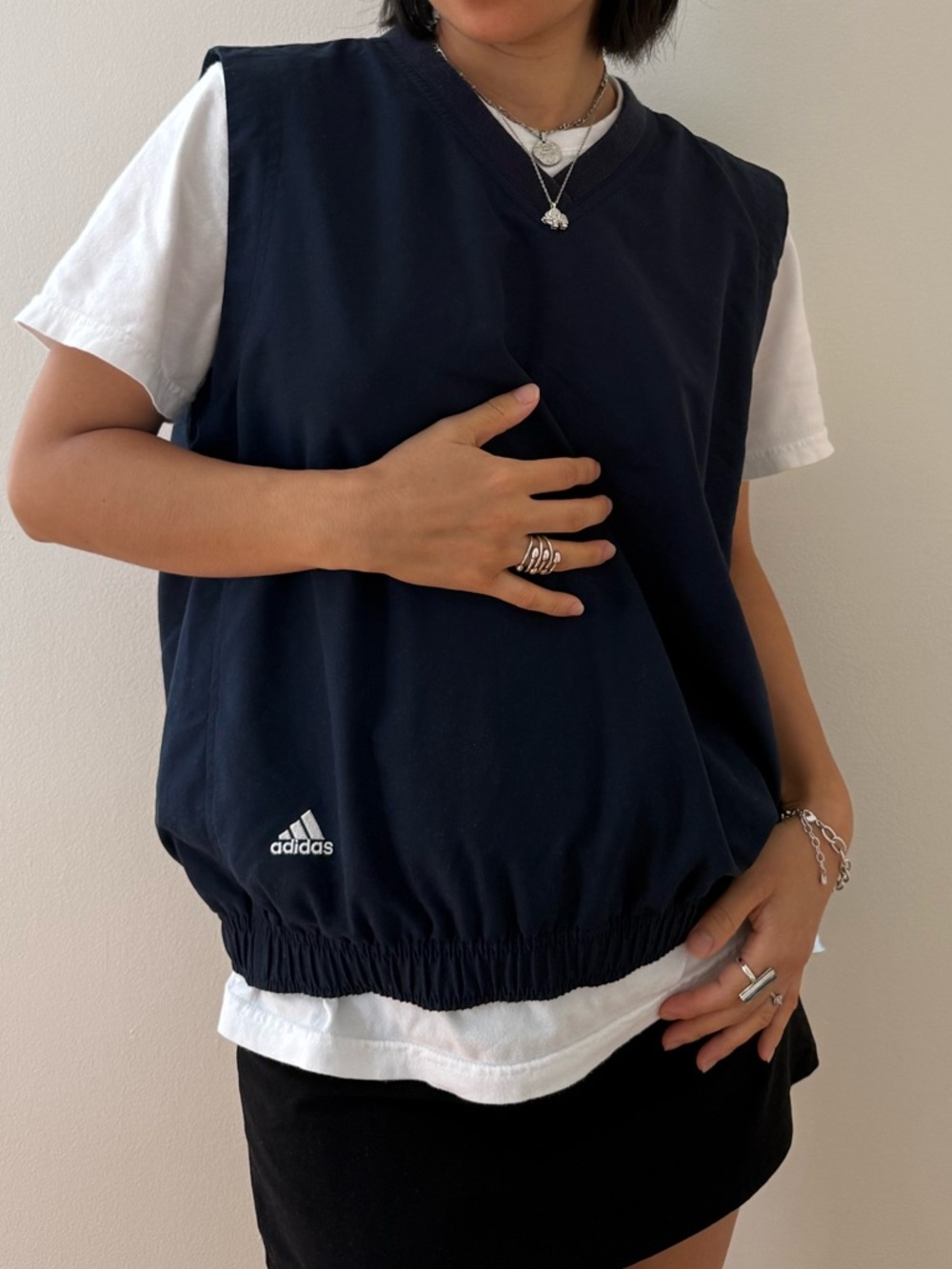 Vintage Adidas Climashell Mesh Liner Navy Blue V Neck Sports Vest Size Medium